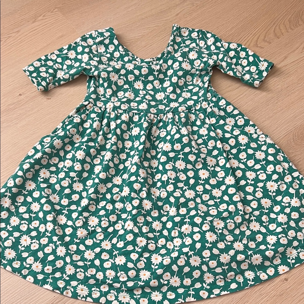 Hanna Andersson Green Floral Kids Dress